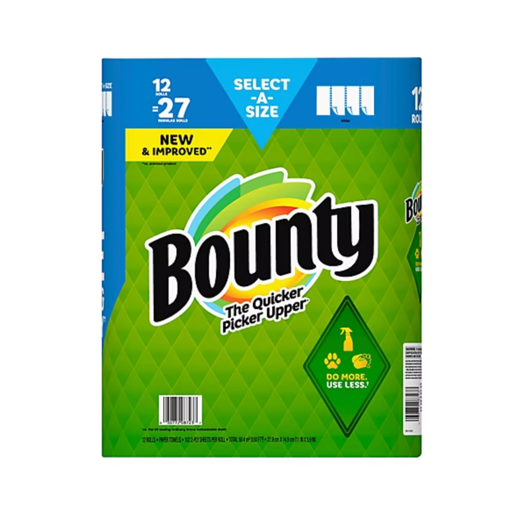 Bounty Select-A-Size Paper Towels, 102 Sheets (Pack of 12)