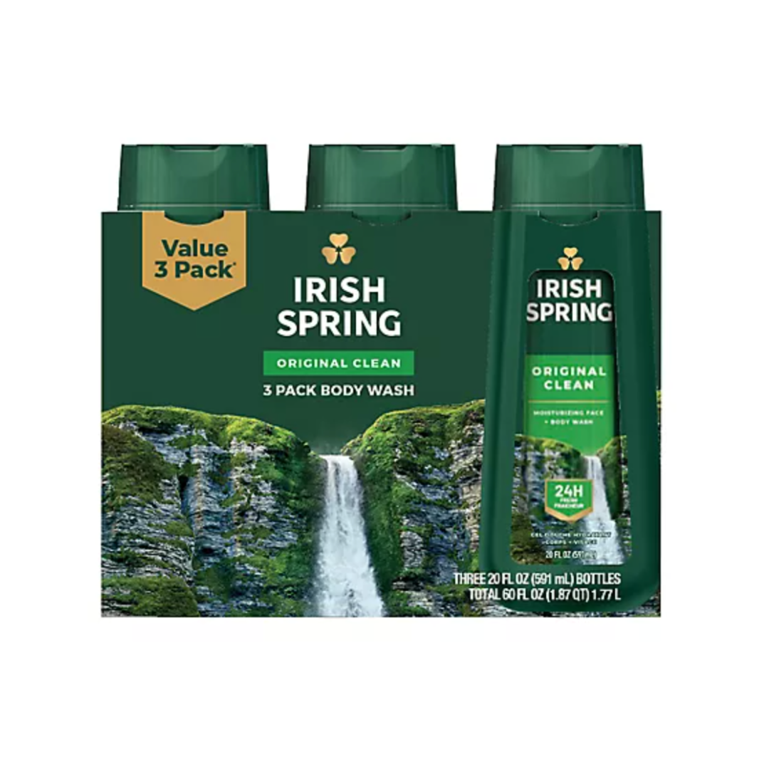 Irish Spring Original Clean Body Wash for Men, 20 oz (Pack of 3)