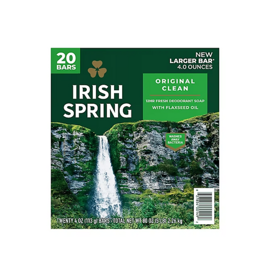 Irish Spring Original Clean Bar Soap for Men, (20 Bars)