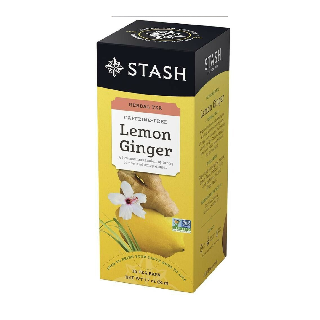 Stash Herbal Tea Caffeine Free Lemon Ginger -30 Tea Bags