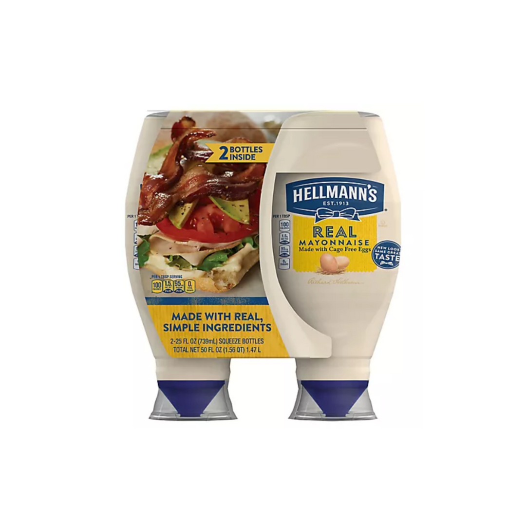 Hellmann's Real Mayonnaise Squeeze Bottle, (pack of 2)